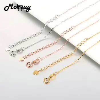 

MoBuy 3 Colors Available 100% 925 Silver Chain 18 Inches 45CM Link Chain With Extended Chain For Fine Jewelry For Men & Women