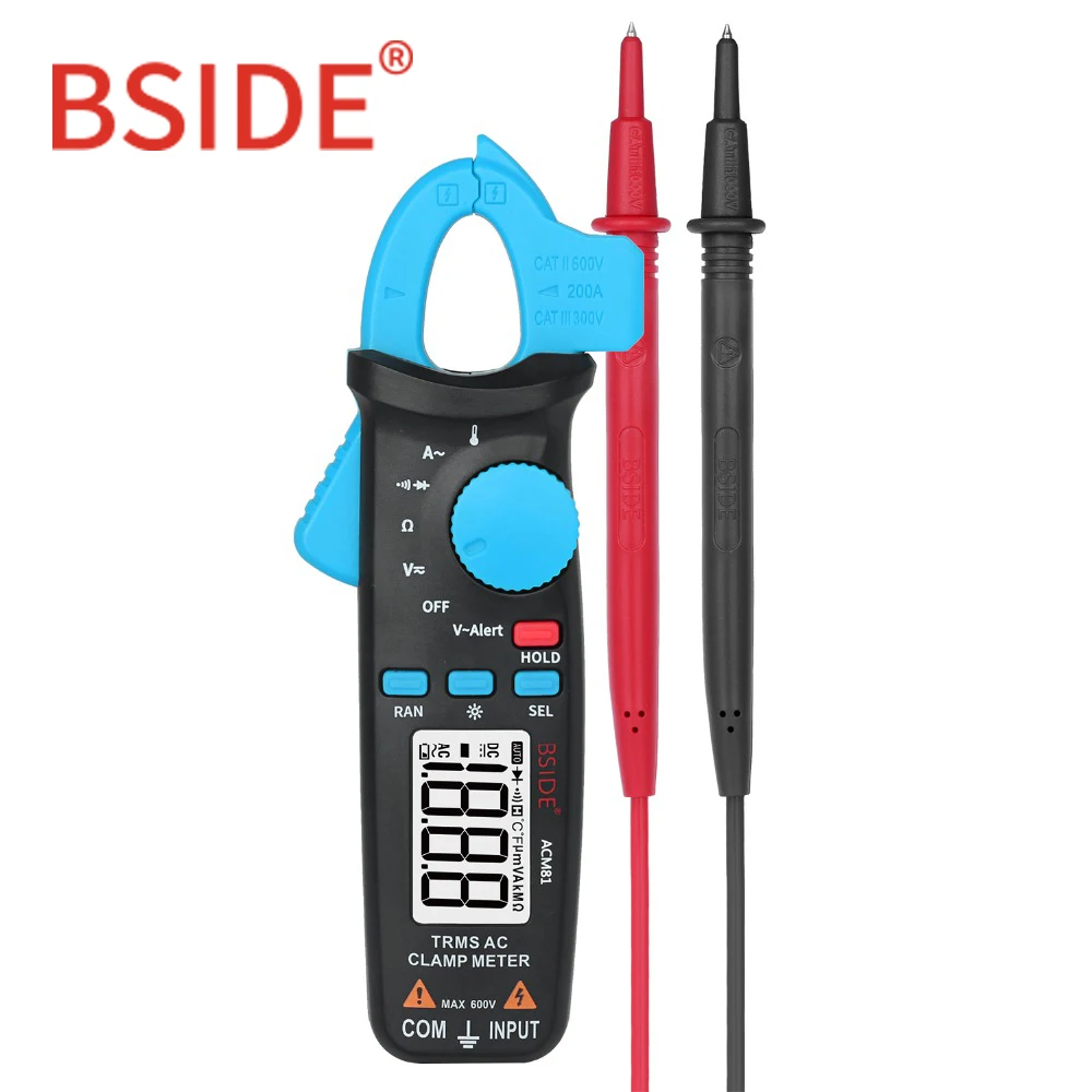 

BSIDE ACM81 True RMS AC Clamp Meter 1mA Auto Range Mini Digital Multimeter V-Alert Current Test Diode Tester with Back Clip