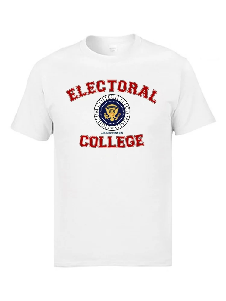 Electoral College Collegiate Design 4752 2018 Fashion Mens Tshirts Round Collar Short Sleeve Cotton T Shirt Cool Tshirts Electoral College Collegiate Design 4752 white
