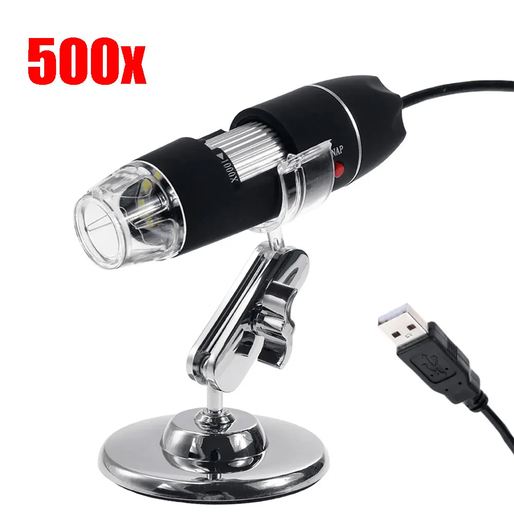 1600X мегапиксели USB микроскоп 1000X 5000X цифровой паяльный микроскоп камера 8Led эндоскоп Лупа для Android MAC окно - Цвет: 500X