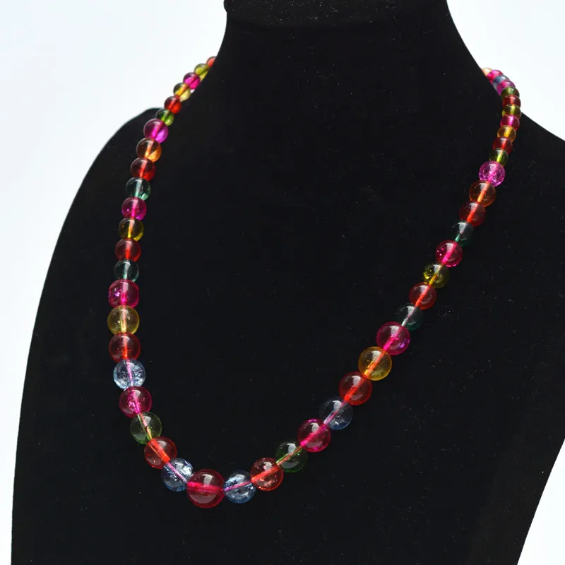 

High imitation Tourmaline Necklace Colorful Round Beads Tower Chain Necklace Gift for Women fashion Jewelry