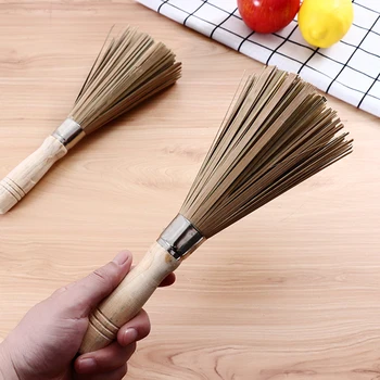 

1pc 25cm traditional pan cleaning brush, natural bamboo wok brush dishwashing kitchen tools high quality kitchen tool
