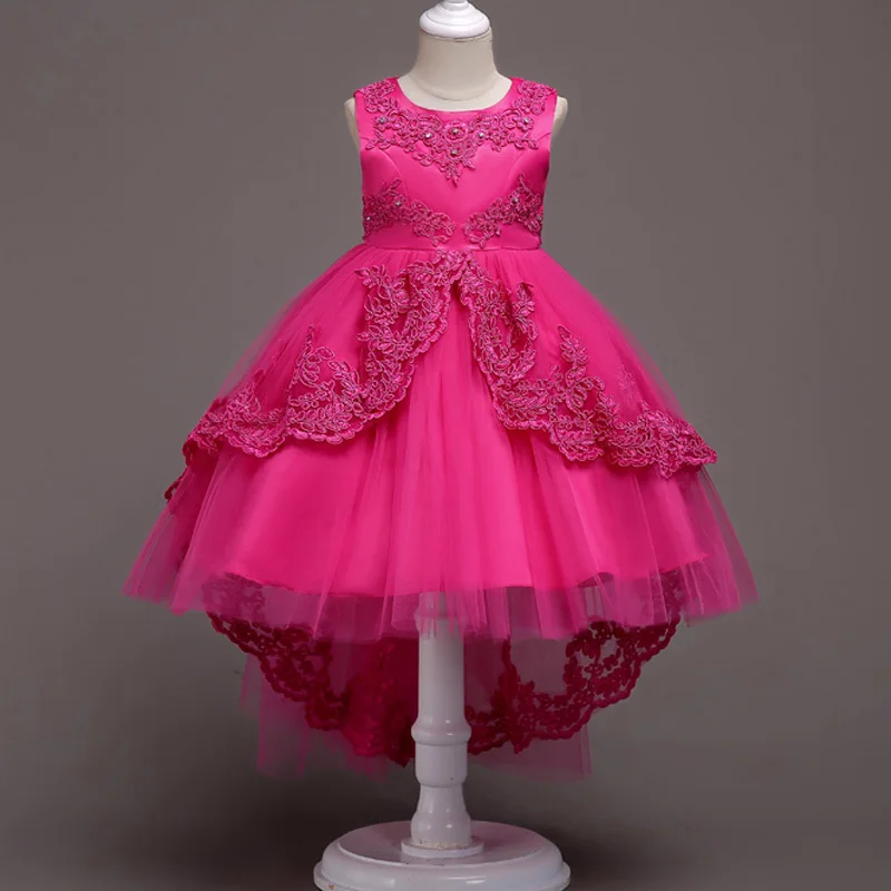 KEAIYOUHUO/высококачественное шифоновое свадебное платье для девочек детские праздничные платья принцессы для девочек, костюм летнее платье Vestidos - Цвет: Mei red