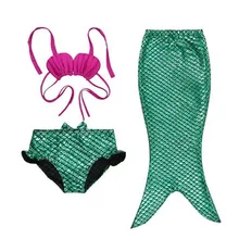 Новинка года 3 предмета Европейский Популярный милый русалка платье Biquini Infantil Menina купальники для малышек обувь девочек ванный комплект