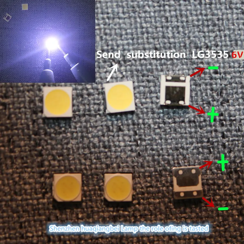 200 шт./лот 100% новый для светодиодный 2 W 6 V 3535 холодный белый ЖК-дисплей Подсветка для ТВ отправить замены LG3535 6 V