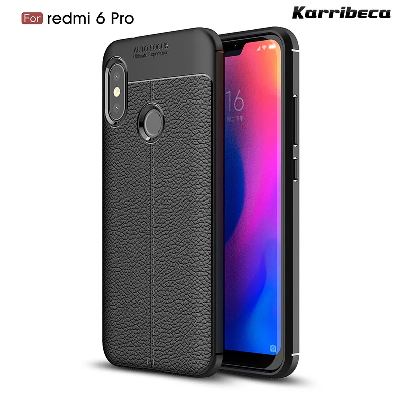 

Litchi silicone case for xiaomi redmi 6 pro funda carcasa lychee leather pattern tpu cover xiomi redmi 6 coque etui kryt tok