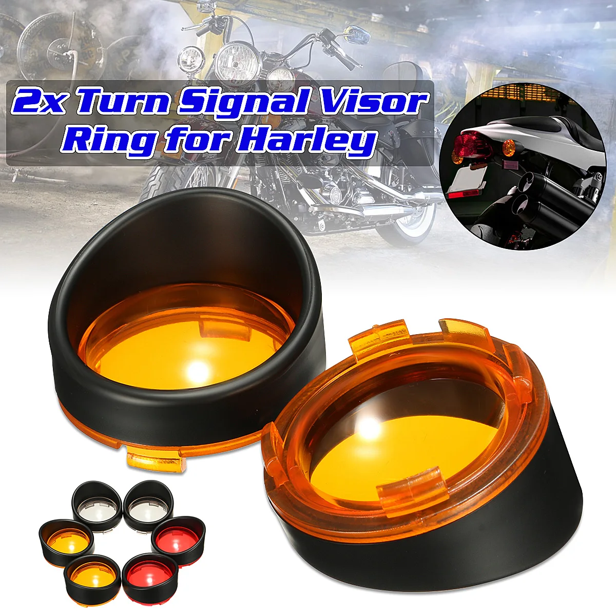 Universal Motorcycle Turn Signal Bezels Lens Cover Visor Style Ring ABS