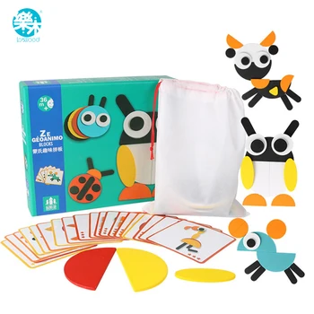 

Wooden toy Wooden Puzzle Montessori Cartoon Animal board Funny Jigsaw Puzzle Educational Toys For Children Learning Developing