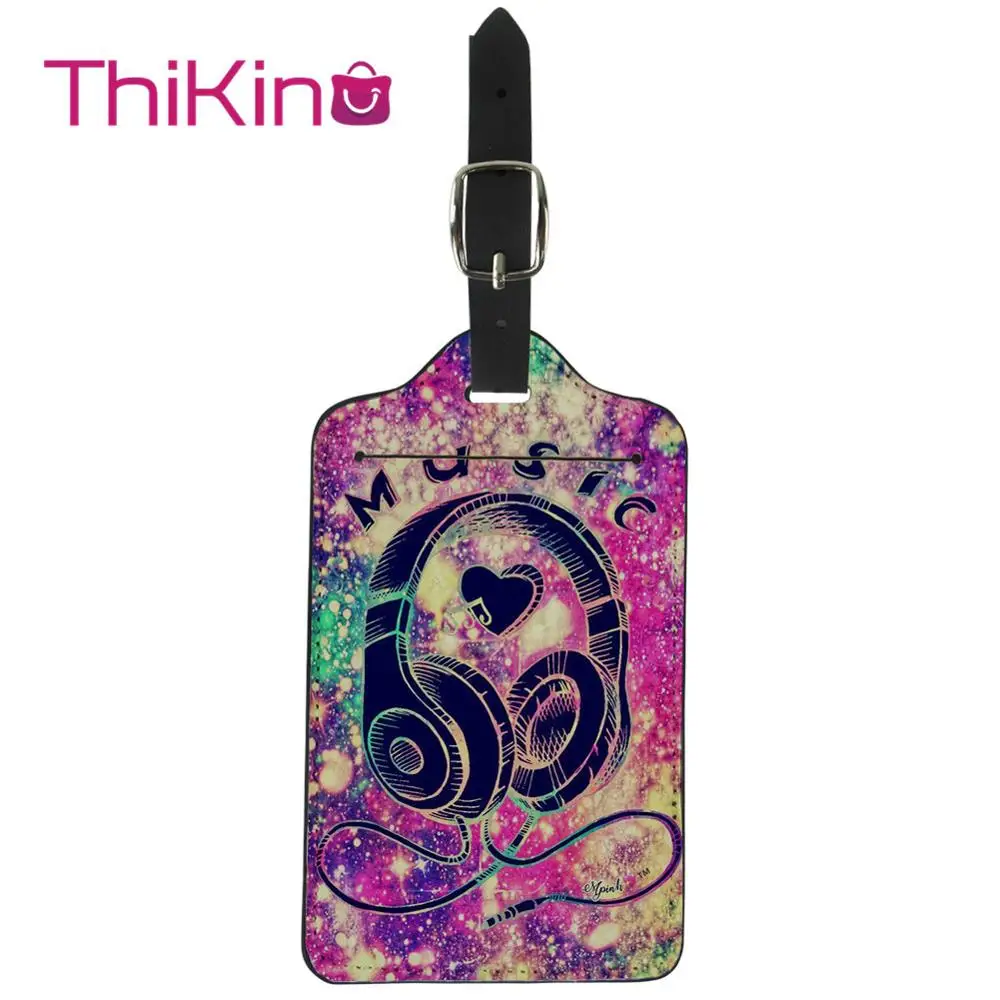 

Thikin Rock Music Luggage Tag Women Punk Travel Accessories PU Suitcase ID Address Holder Baggage Boarding Tag Portable Label