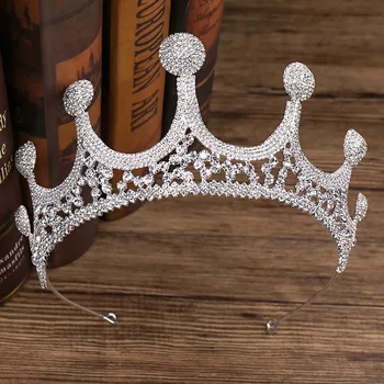 

Luxury Full Clear Crystal Diadem Large Baroque Queen Tiara Headband Elegant Bridal Crown For Women Hair Accessories Jewelry