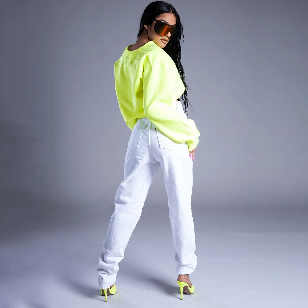 Auyiufar Neon Green Long Sleeve Sweatshirt Zipper Fly Cropped Fashion Loose Streetwear Knitted Hooded Shinning Moletom Women Top Auyiufar Neon Green Long Sleeve Sweatshirt Zipper Fly Cropped Fashion Loose Streetwear Knitted Hooded Shinning Moletom Women Top