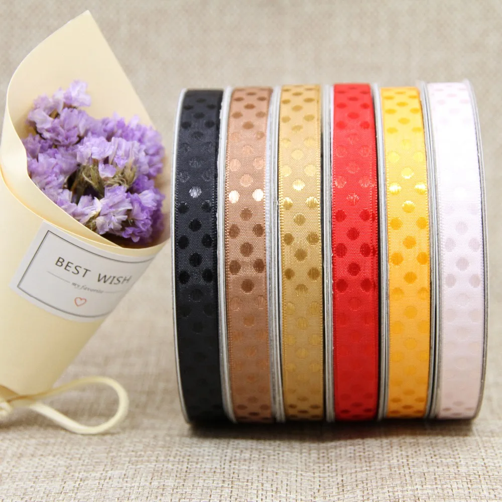

9mm 10yards Jacquard Embroidery Swiss Polka Dot Ribbon Hair Bow Party Wedding Birthday Decoration Handwork DIY Gift Wrappin