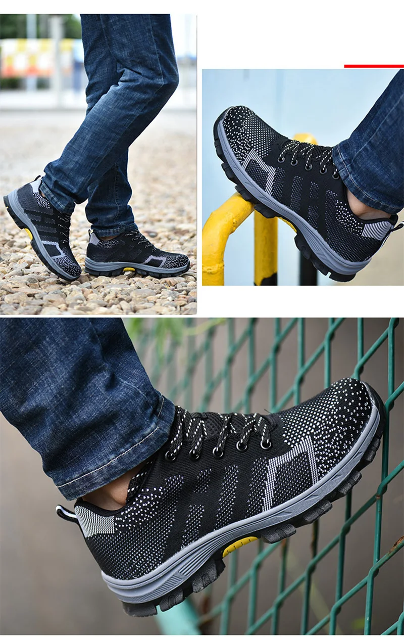 Men's Breathable Steel Toe Cap Safety Shoes Men High Quality Outdoor Antislip Steel Puncture Proof Construction Boots Work Shoes (9)