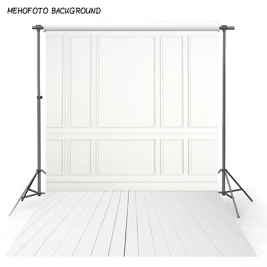 Виниловый фон для фотосъемки с изображением деревянных досок и белой стены|Фон