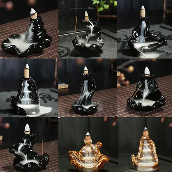 

Backflow Incense Buddhist Supplies Ceramic BurnerLotus Holder Censer Home Furnace Ornaments Aromatherapy Smoke 1Pcs