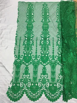 

Hot High Quality African Guipure Cord Lace Fabric ,green color Swiss Water Lace For dress Wedding 5yd/lot Free Shipping