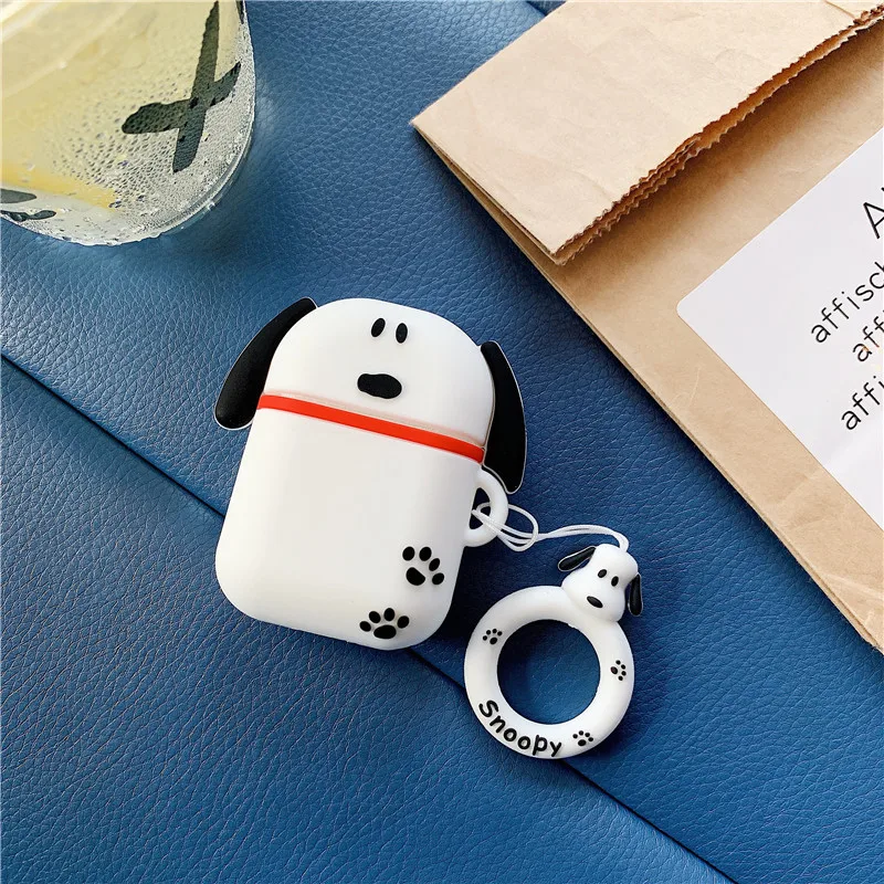 Чехол для наушников с изображением щенка из мультфильма, Bluetooth, для Apple AirPods, силиконовый чехол для зарядки наушников s, для Airpods, Earpods, кольцевой ремешок, крышка