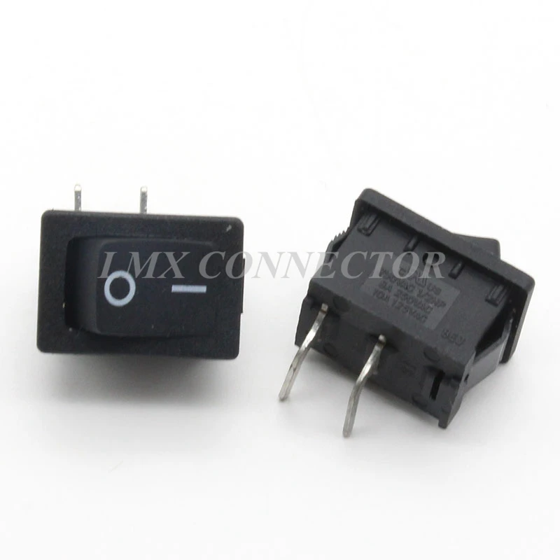 10PCS Black Rocker Switch 21x15mm KCD1 2 2P Copper Right Angle 8A250V