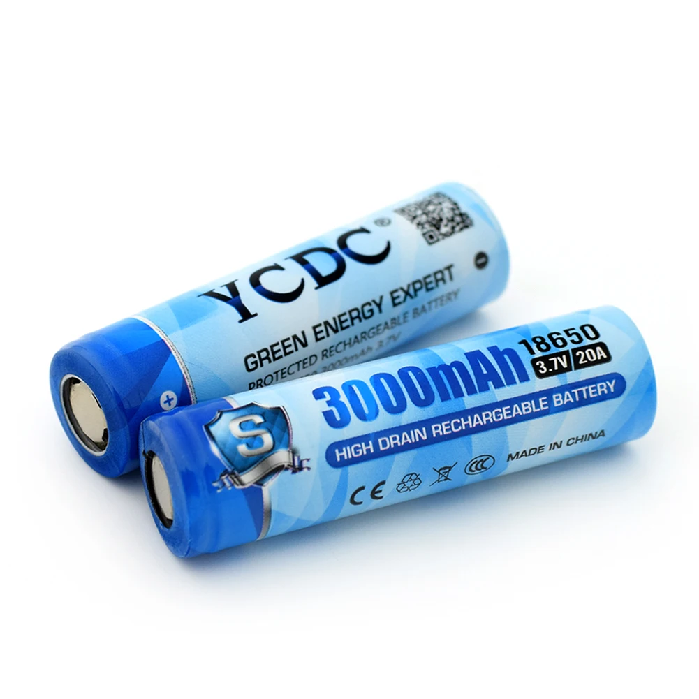 YCDC 2-20 шт 18650 литий-ионная аккумуляторная батарея 3000mAh 3,7 v 20A разрядка высокодренажные литиевые батареи для электронной сигареты