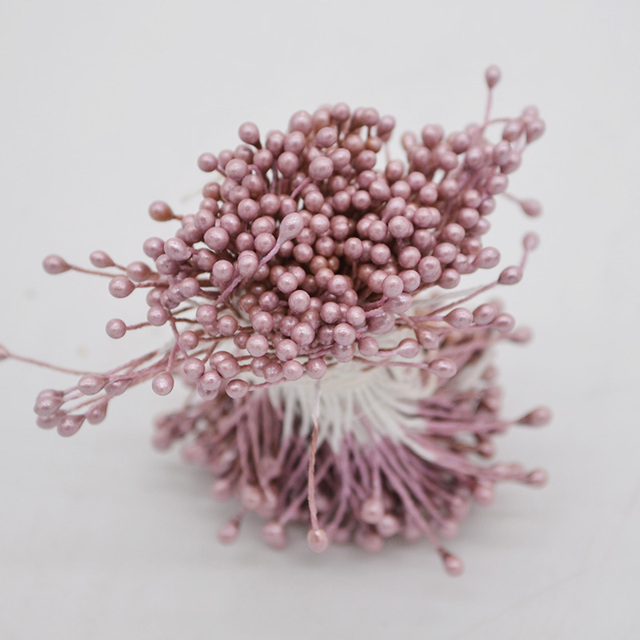 Bundle= (500PCS )Artificial Flower Double Heads Stamen Pearlized Craft Cards Cakes Decor Floral for home wedding party decor