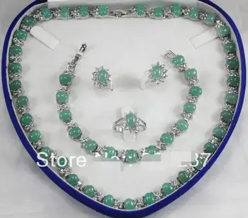 

New Listed !Free Shipping 6x8MM Bead Light green Jades Necklace Bracelet Earring Jewelry Set
