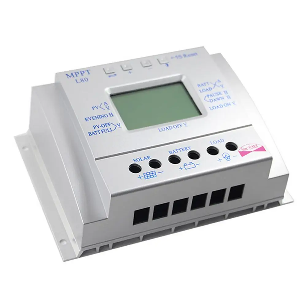

Wholesale LCD Display 80A MPPT 12V/24V Solar Panel Battery Regulator Charge Controller without Any Logo On Surface L80 LCD