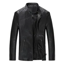 Новинка, зимняя мужская кожаная куртка, пальто, Классическая Кожаная Мотоциклетная кожаная куртка, одежда для отдыха, плюс бархатный воротник-стойка