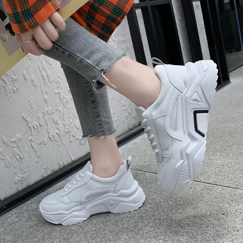 Women Vulcanized Shoes New White yellow Fashion Wedges Sneakers Shoes Women Ladies Trainers Cross Tie Tenis Feminino k217