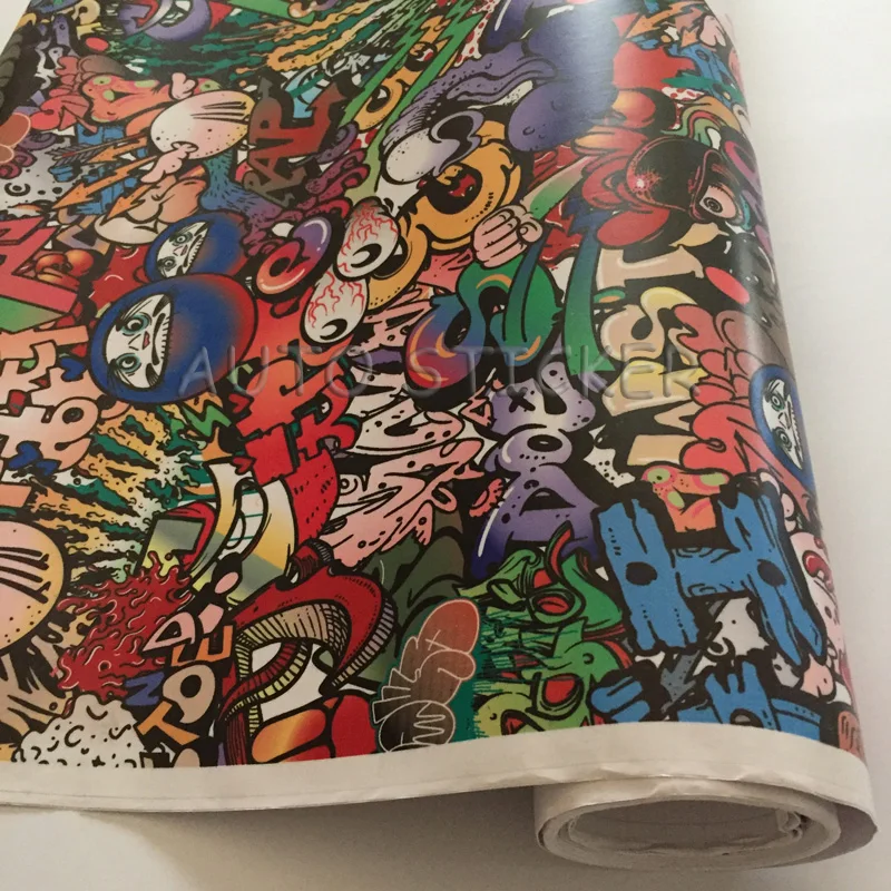 Cartoon skull sticker bomb car vinyl wraps 1