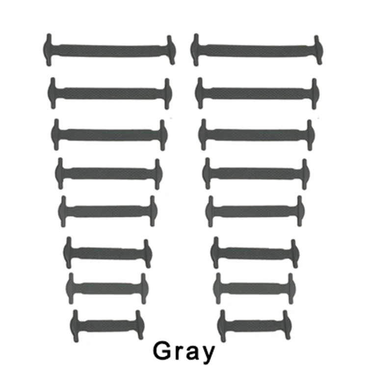 Новинка 16 шт./лот 8 размеров разноцветные шнурки без шнурки для обуви унисекс эластичные силиконовые шнурки для мужчин и женщин Все кроссовки - Цвет: Gray shoelaces