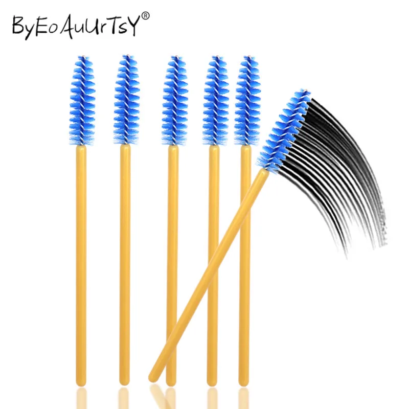 200/1000pcs Eyelash Brushes Makeup Brushes Disposable Mascara Wands Applicator Spoolers Eye Lashes Cosmetic Brush Makeup Tool - Handle Color: Gold-Blue 500pcs