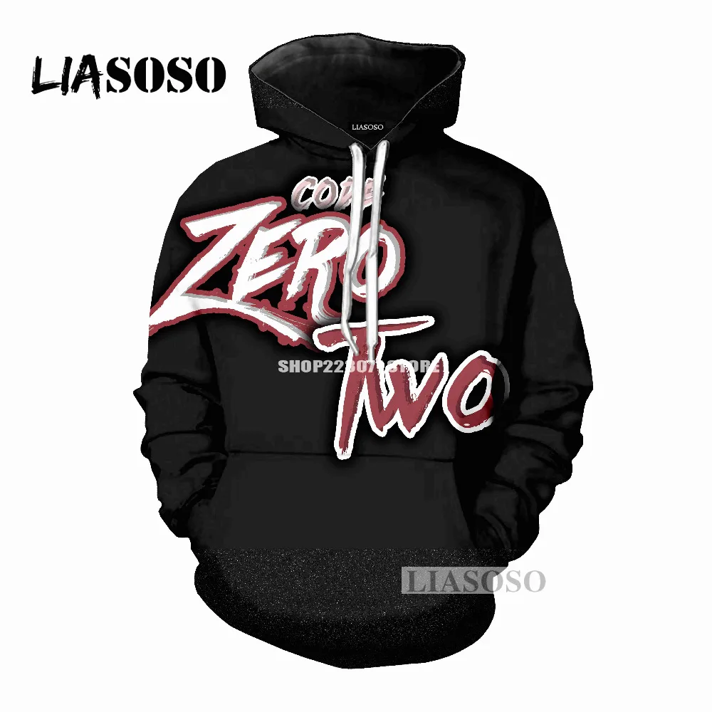 LIASOSO Мужская и Женская толстовка с капюшоном аниме Zero Two Повседневная Толстовка
