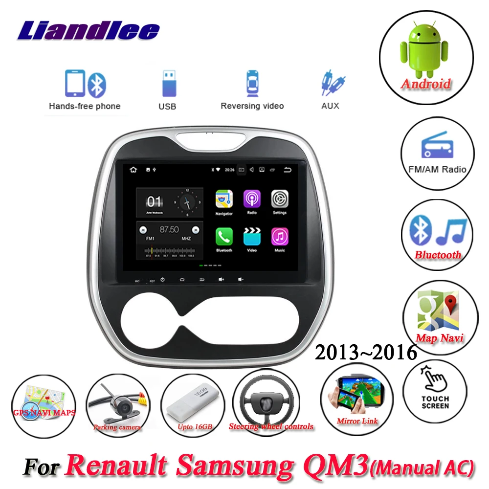 Top Liandlee Car Android System For Renault Samsung QM3 Manual AC Radio BT GPS Navi MAP Navigation Screen Multimedia NO DVD Player 2