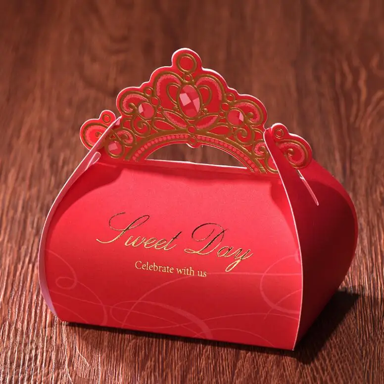 10pcs Wedding Birthday Party Candy Box Royal Crown Design Baby Shower Gift Box 
