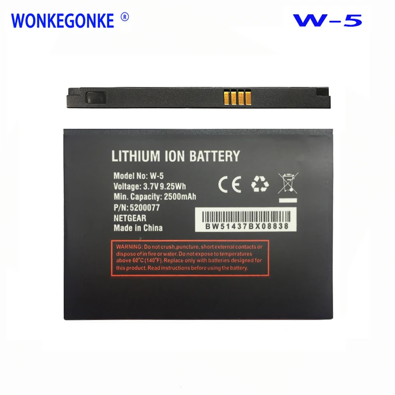 

WONKEGONKE W-5 Battery W5 For Netgear Sierra Aircard 770S 771S 790S 782S Wireless Router 2500mAh 3.7V Batteries Bateria