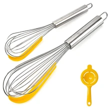 Mixer with Eggs-Separator Egg-Beater Stainless-Steel Whisk Rotating Multifunctional Manual