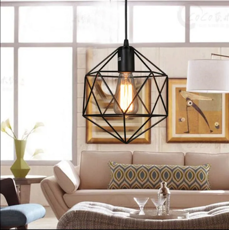 Vintage retro pendant lamp metal cage lampshade lighting hanging light fixture
