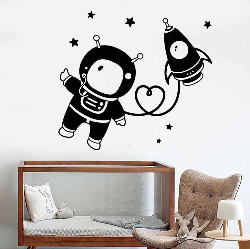 

Astronaut Space Nursery Wall Stickers Bedroom Living Room Art Decoration Star Rocket Vinyl Wall Decal For Children's Room