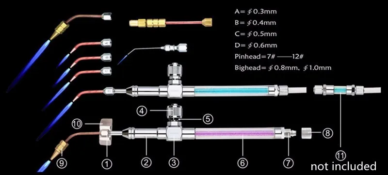 Мини Высокочастотный HHO кислородный газовый фонарь, сварочный пистолет с 5 шт., водяной паяльник