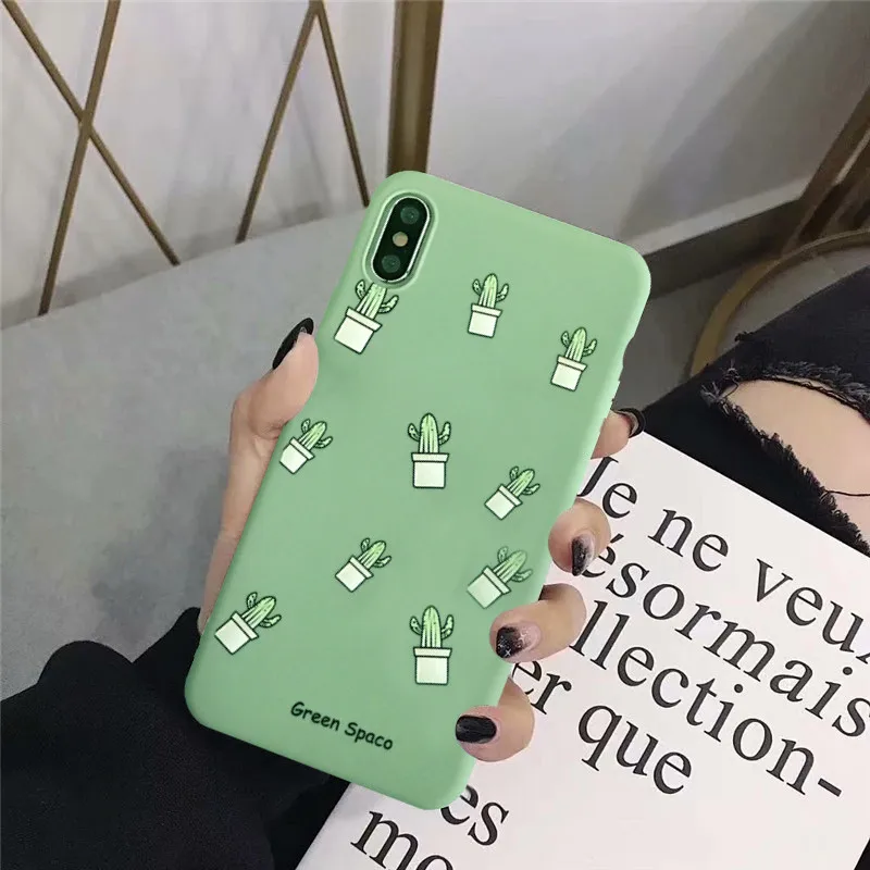 JAMULAR милый Зеленый Кактус в горшке парный чехол для iPhone XS MAX X XR 7 8 6 6s Plus Мягкий ТПУ