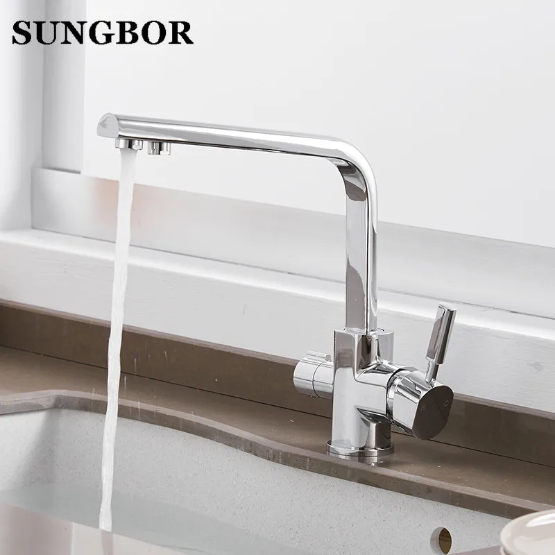 Chrome Kitchen Faucets 360 Degree Rotation 3 Way Water Filter Tap Water Faucets Solid Brass Kitchen Sink Tap Water Mixer CF-0188 Chrome Kitchen Faucets 360 Degree Rotation 3 Way Water Filter Tap Water Faucets Solid Brass Kitchen Sink Tap Water Mixer CF-0188
