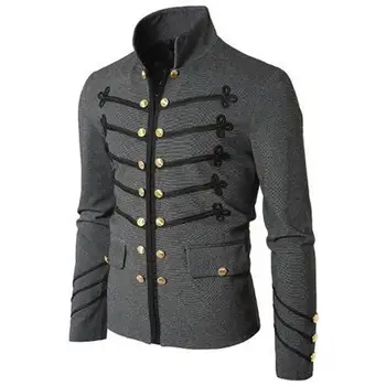 

Men Autumn Royal Style Long Sleeve Coat Solid Color Slim Fit Buttons Jacket