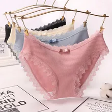 Сексуальные кружевные трусики, женское хлопковое нижнее белье, Бесшовные милые женские трусы с бантиком, мягкое комфортное нижнее белье, Модные женские сексуальные трусы
