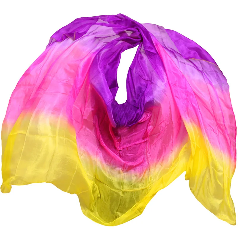 Дизайнерская натуральная шелковая вуаль для танца живота, дешевые вуали для танца, 250 270*114 см желтая роза фиолетовая