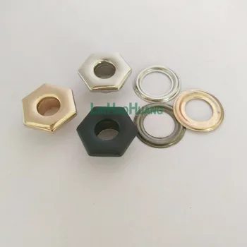 

60sets/lot Special Unique metal eyelets with washer hexagon / sexangle grommets Ligth gold