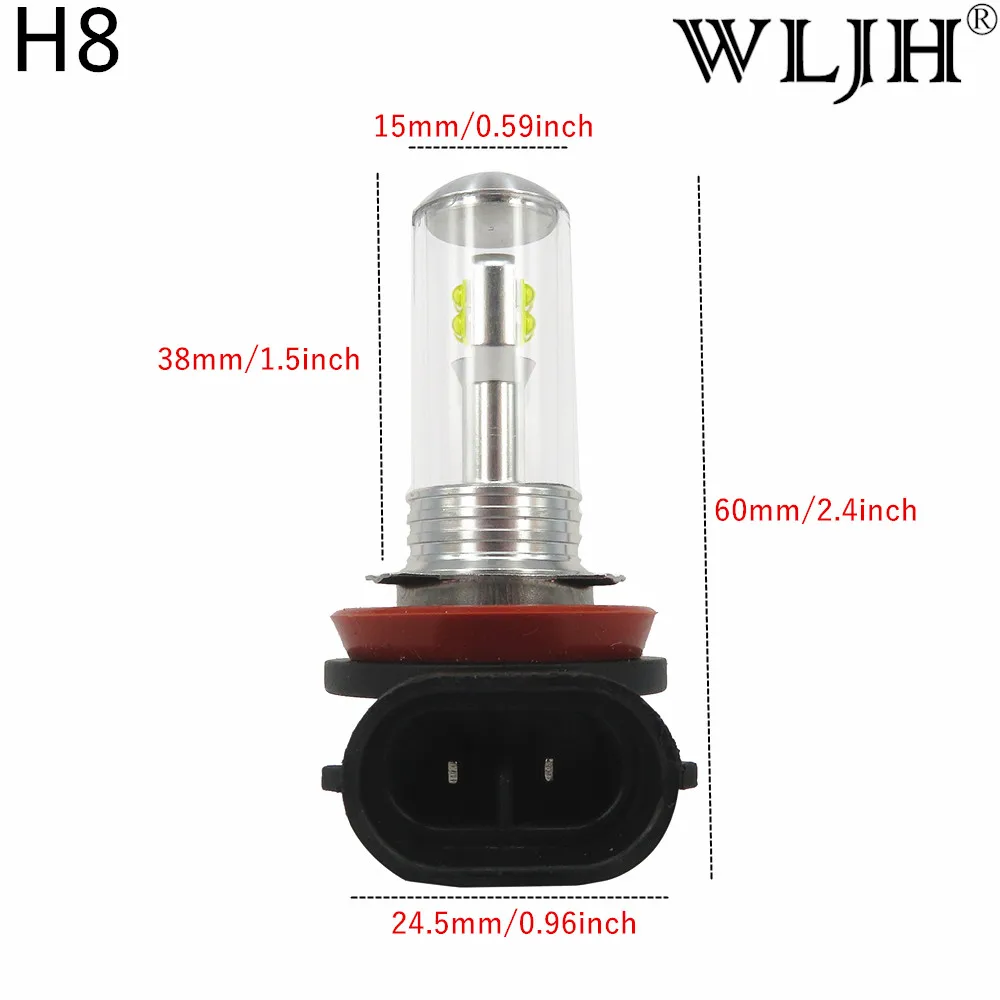 WLJH 2x автомобиль светодиодный T10 H7 H8 H9 H11 9006 881 светодиодный 80 Вт 2000LM светильник автоматической парковки вождения Габаритные огни DRL Противотуманные лампы