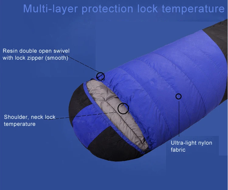 Outdoor Down Splicing Double Sleeping Bags Ultra Light Waterproof Envelope Duck Down Sleeping Bag Hiking Camping Sleeping Bags