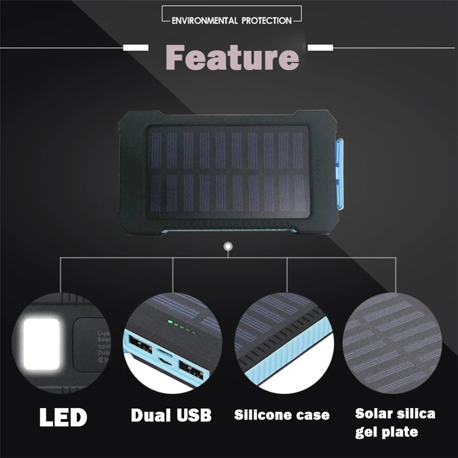 Внешний аккумулятор со светодиодной подсветкой 10000 мАч 2 USB порта|battery charger|batteries