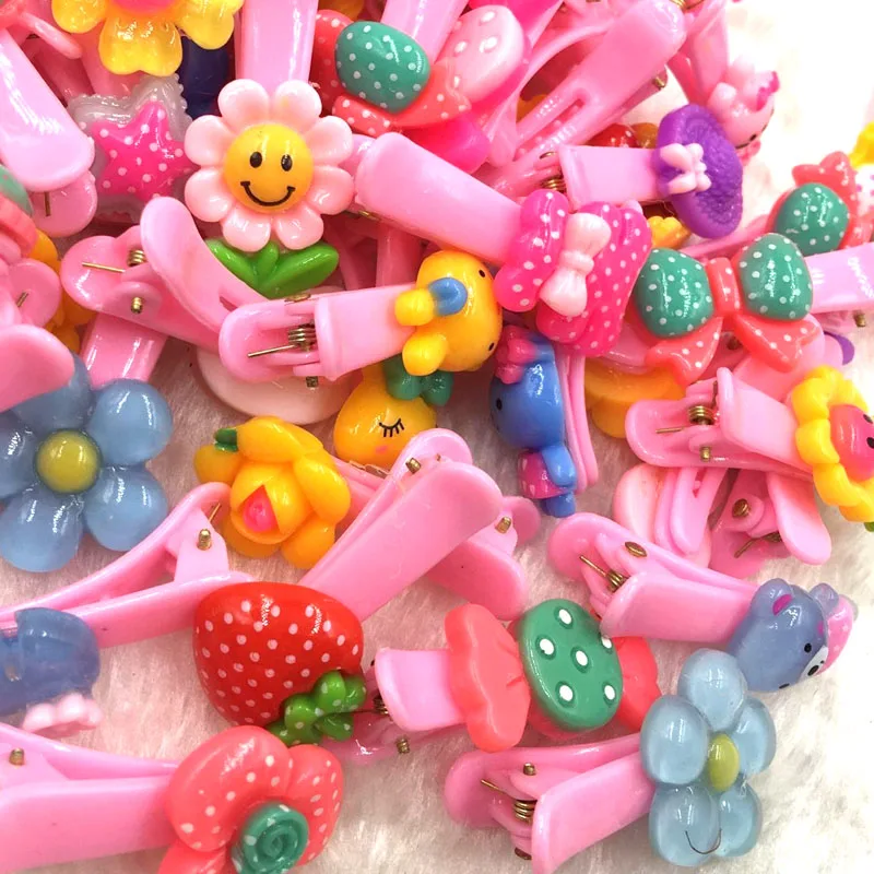 10pcs/lot Mix Pink barrettes for children baby girls ribbon hair clip