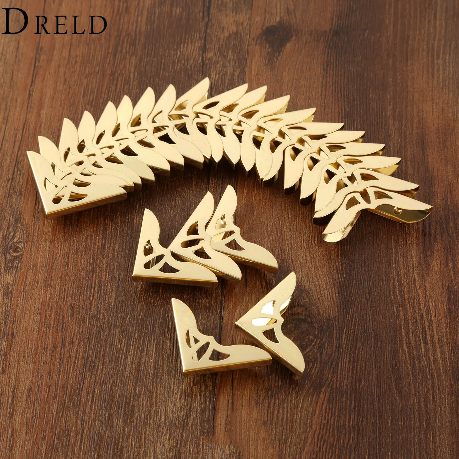 12Pcs Latón Antiguo Decorativo Joyería Regalo Protector de esquina de caja de madera y tornillos